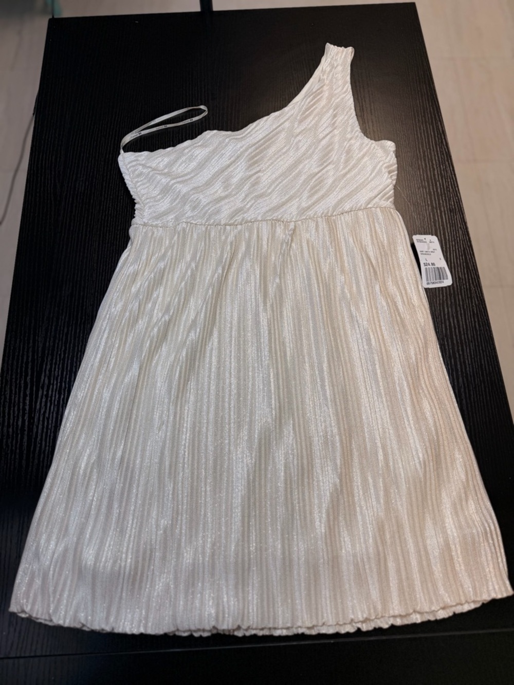 One-Shoulder Cream Formal Dress with Subtle Shimmer